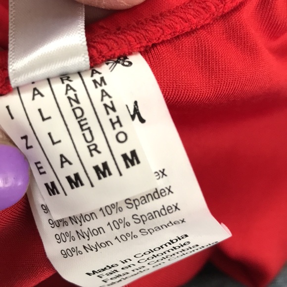 NWOT Yandy red monokini one piece swimsuit  sz Medium low cut back open sides - Picture 10 of 12